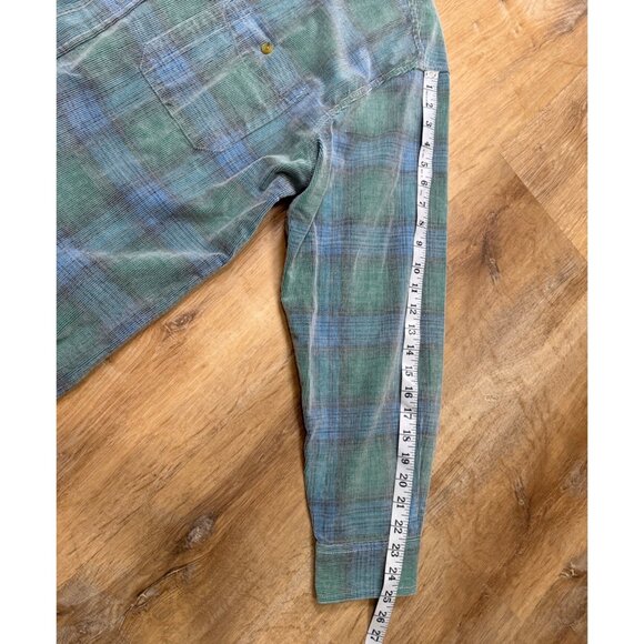 Orvis Mens Green & Blue Plaid Button Up Textured Shirt Size L Cotton - Picture 3 of 7